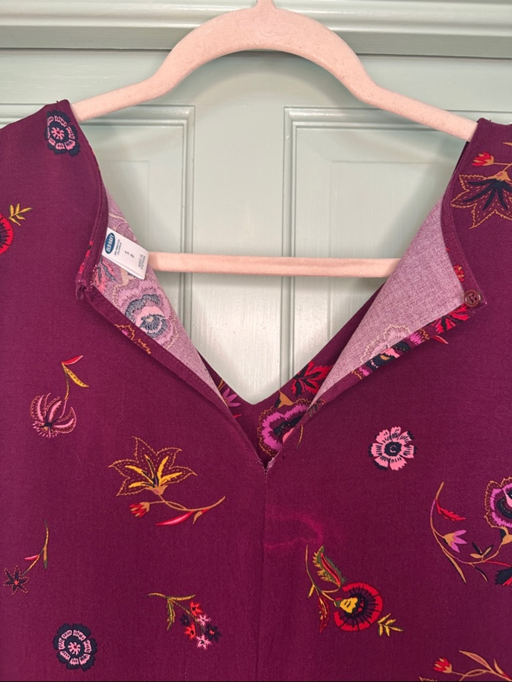 Old Navy Plum Floral V-Neck Long Sleeve Dress - Size Small - Picture 7 of 14